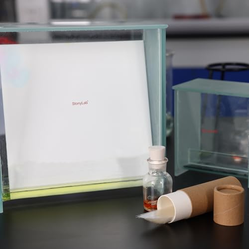stonylab TLC Entwicklungstank, Schwere Borosilikatglas Quadratische Chromatographie TLC Entwicklungskammer mit Deckel für Laborforschung, 100 x 100 mm