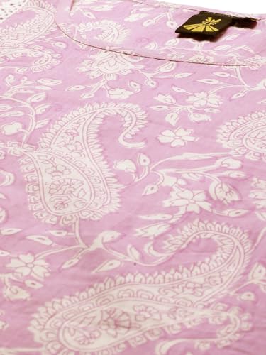Image of FABRIC FITOOR Womens Floral Print Cotton A-Line Top (Blue)