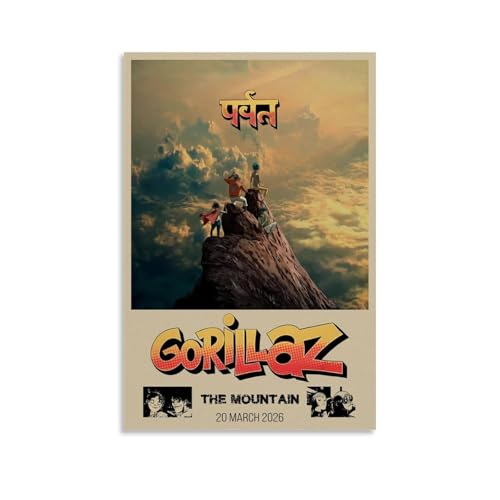 Generisch Gor-illaz The Mou-ntain Album pour chambre, art mural esthétique sur toile, décoration de chambre à coucher, poster 30 x 45 cm