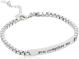 WULIWULI You Make Me Complete Bracelet for Women and Men Lovers Valentine's Day Gift for Women Fashion Simple Letter Bracelet-Large