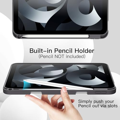 Image of JETech Cover Case for iPad Air 11-Inch M4 /M3 /M2 (2026 /2025 /2024), iPad Air 5 /4 (2022 /2020 5th /4th Generation 10.9-Inch) with Pencil Holder, Slim Tablet Cover with Soft TPU Back (Space Gray)