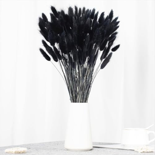 PacuM 120 Pièces Bouquet Fleurs Séchées Matières Premières de Fleurs SéchéesFleurs Séchées Peut Etre Coupée Librement Vase Pampa Style Bohème pour Salon la Chambre Le Bureau (Noir)
