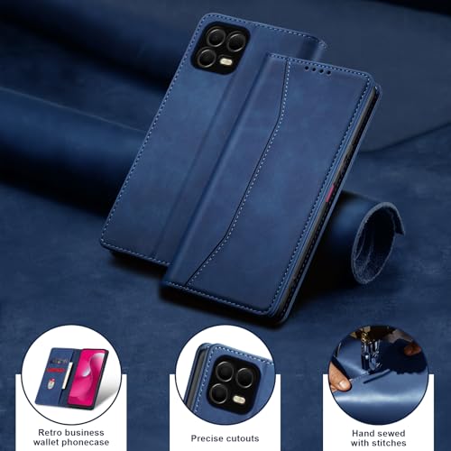 Image of Jasonyu Flip Wallet Case for T-Mobile Revvl 8 Pro 5G,Blue