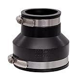 Fernco 1056-32 Reducing 3-in. x 2-in. Flexible PVC Pipe Coupling for Cast Iron and Plastic Plumbing Connections in Black