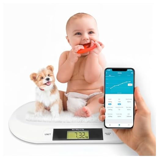 Silvergear Smart Babyweegschaal met bluetooth, digitale babyweegschaal met app voor pasgeborenen, kinderen, huisdieren, nauwkeurige meting tot 20 kg, Smart Life app, 54,5 x 31,5 x 2,7 cm, wit