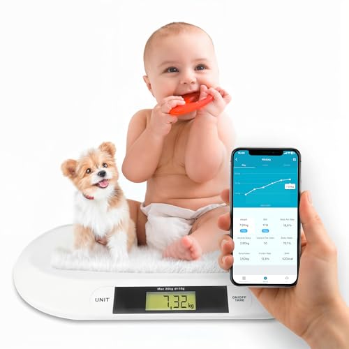Silvergear Pèse-bébé intelligent avec Bluetooth | Pèse-bébé numérique avec application pour nouveau-nés,...