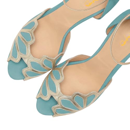 XYD Women Dance Ballroom Latin Jazz Sandals Kitten Heels Peep Toe Ankle Strap Butterfly Bridal Evening Fancy Pumps Shoes3