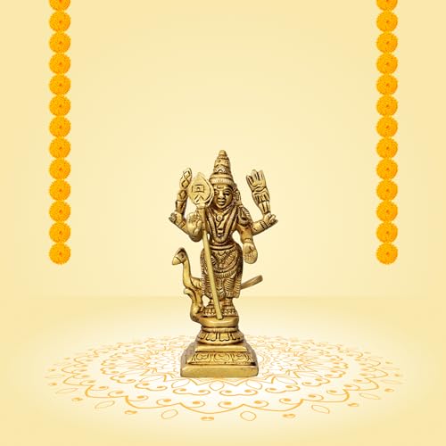 Estatua tradicional de Murugan de latón 4 pulgadas