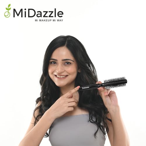 Image of Midazzle Round Hair Brush for Adding Curls, Volume & Waves in Hair | Styling, Detangling and Grooming for Men and Women | Reduces Hair Breakage and Promotes Hair Growth | Best Hair Brush for All Hair Types (MIHB0040)