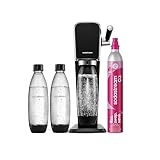 Sodastream Art Machine à Eau Pétillante et Soda | Pack 3 Bouteilles 1L Compatible Lave Vaisselle + 1 Recharge de Gaz 60L à Clipser | Noire