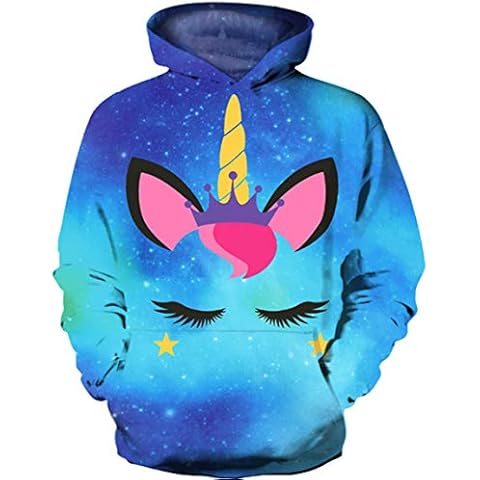 Ocean Plus Niño Sudadera con Capucha Estampada Multicolor Manga Larga Adolescentes Chicas Unicornio Hoodie Cover