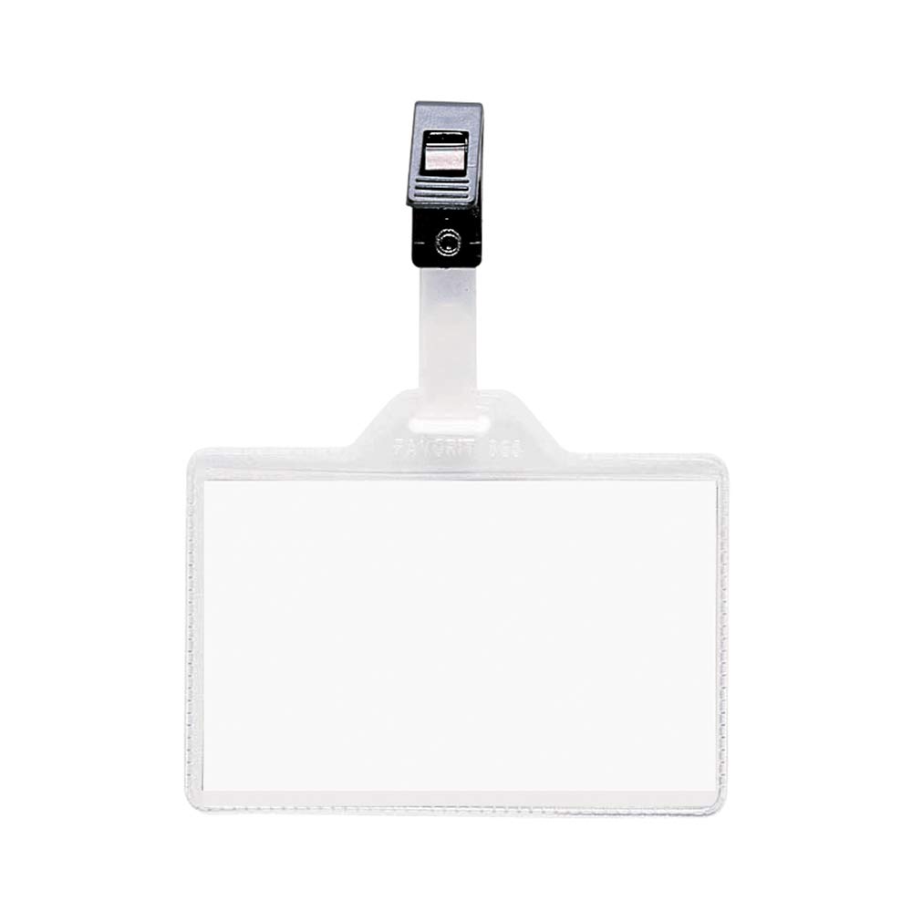 Favorit 100460578 Porta Nome con Clip Formato Interno 9X6 cm Trasparente, Confezione da 50 Pz.