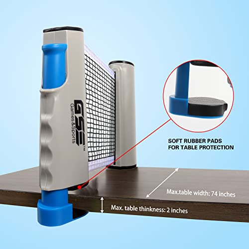 Complete Ping Pong Game Set With Retractable Ping Pong Net & Post, 2 Paddles & 3 Ping Pong Balls. Anywhere To-Go Table Tennis Set For Any Tables #TOP4