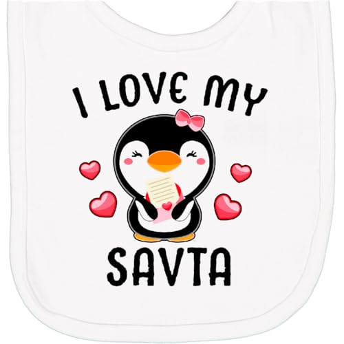 inktastic I Love My Savta with Cute Penguin and Hearts Newborn Bib