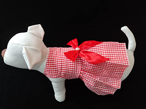 Image of KUTKUT Small Dog Girl Stripe Dress for Puppy Clothes Female Princess Tutu Frock Skirt Summer Shirt for Shihtzu, Maltese Cat Pet Apparel Outfits (Size: L, Chest: 45cm, Length: 35cm)