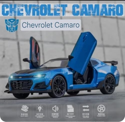 Image of MANAKI ENTERPRISE 1:24 Bumblebee Chevrolet Diecast Metal Pull Back Car with 6 Openable Doors with Sound and Light Toy Decoration car Best Gift Toys for Kids 【Colors as Per Stock】