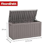 Floordirekt Pudełko do przechowywania – Brązowe – Odporna na warunki atmosferyczne skrzynia na poduszki do tarasu i balkonu – 300L – Skrzynia ogrodowa – 117 x 47 x 59 cm (300 L)