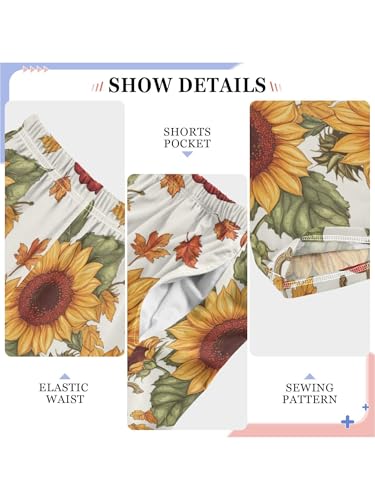 Fall Sunflower and Pumpkin Vintage Boys Pants for Kids Jogger Pants with Pockets S4