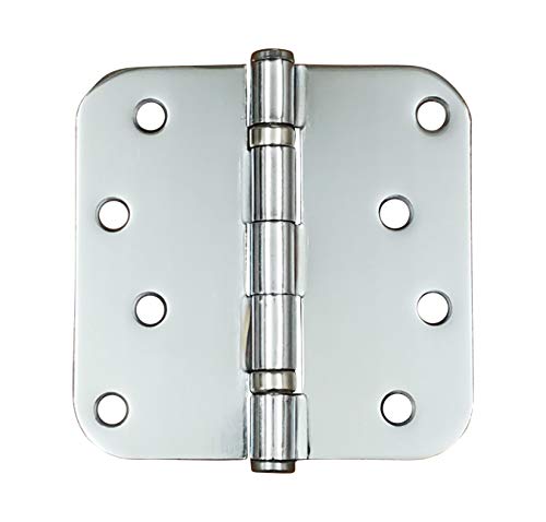 Hinge Outlet Polished Chrome Door Hinges 4 inch with 5/8 Inch Radius, Ball Bearing for Smooth Function Prevents Dust Build Up, 2 Pack