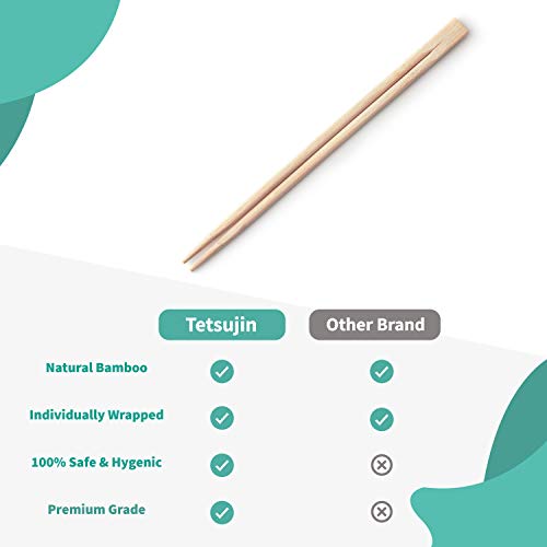 Bamboo Chopsticks Disposable - Premium Bamboo Wooden Chopsticks - 50 Pairs - Disposable Chopsticks Bamboo, Individually Wrapped (50)