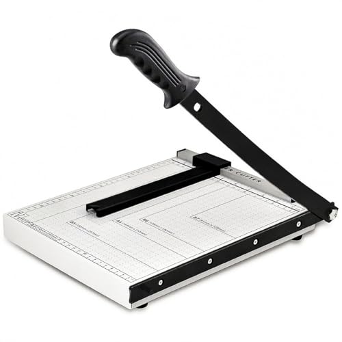 Guilhotina de Papel com Protetor de Segurança e Bloqueio de Lâmina Aparador de Papel Guilhotina para Serviços Gráficos (02-Edição Básica)