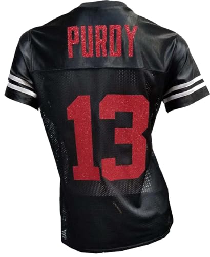 Generic Custom Glitterflake Brock Purdy Womens Black Mesh Jersey Size Medium
