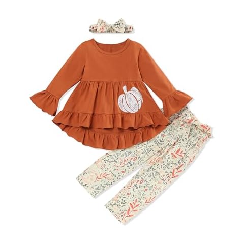 Toddler Girl Thanksgiving Outfit Letter Print Tassel Top Cute Ghost Flared Pants with Headband Little Girl Thanksgiving Clothes Set Cover