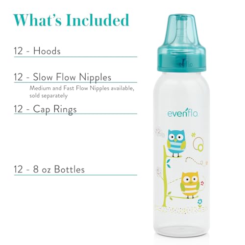 Evenflo Feeding Classic Prints Polypropylene Bottles for Baby, Infant and Newborn - Blue/Green/Teal, 8 Ounce (Pack of 12) - Thumbnail 5