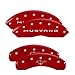 MGP Caliper Covers - Brake Caliper Covers 2015-2023 Ford Mustang (Standard Brakes) - Front and Rear Set - Mustang/Bar & Pony Logo - Red