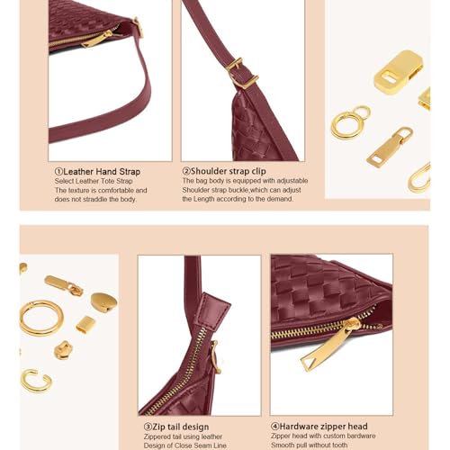 Shoulder Handbags Shoulder Bag for Women Totes Woven Vegan Leather Bag Hand Bag Working Lightweight Bags With Zipper4