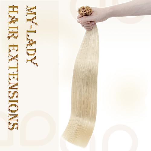 My-Lady I Tip Hair Extensions Human Hair Platinum Blonde 20 Inch 50G 50Strands Straight Real Remy Hair Pre Bonded Keratin Fusion Itip Human Hair Extensions #TOP6
