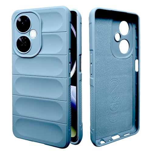 Image of A rtistque Liquid Silicone Stripes Back Cover Case for Oneplus Nord CE 3 Lite 5G | with Camera Protection | with Inner Fabric | Anti Slip Grip | AirBag Case - SkyBlue