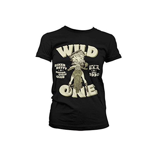 Officially Licensed Merchandise Betty Boop MC Club Girly T-Shirt (Black), Large Cover