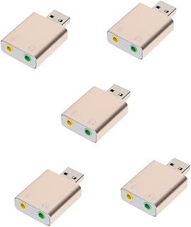 UKCOCO 5pcs USB External Sound Card Wireless USB Adapter Wireless Adapter USB Audio Interface USB to Audio Jack Sound with Microphone Jack Aux to USB Sound Card for Laptop Universal Abs