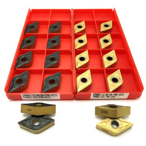 10 piezas DNMG150604-PM 4225 DNMG150608-PM 4225 Cortador de inserción de carburo CNC, herramienta de torneado de hoja de inserción de torno CNC Insertos de fresado de torno indexables(DNMG150608-PM 42