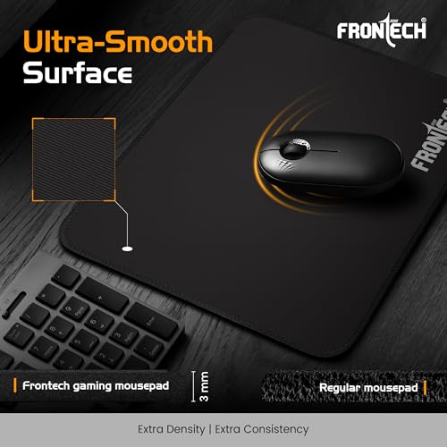 Image of FRONTECH Premium Computer Mouse Pad - 260mm x 210mm x 3mm | Anti-Slip Rubber Base | Water-Resistant | Micro-Textured Surface with Stitched Edges (MSP-0061)
