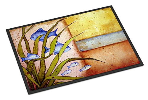 Caroline's Treasures PJC1118JMAT Message from The Sea Fishes Doormat 24x36 Front Door Mat Indoor Outdoor Rugs for Entryway, Non Slip Washable Low Pile, 24H X 36W