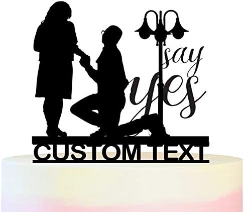 TC0074 Say Yes Propose Party Wedding Birthday Acrylic Cake Topper Cupcake Toppers Decor Set 11 pcs with Personalized Your Name