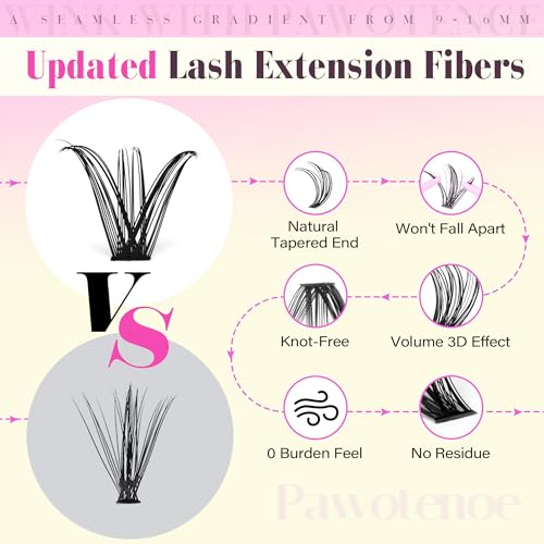 Image of Pawotence Lash Clusters 160pcs Individual Lashes 30D 40D Cluster Eyelash Extensions 9-16mm Eyelash Clusters Lash Extensions DIY for Self Application (30D&40D, 0.07D, 9-16mm)