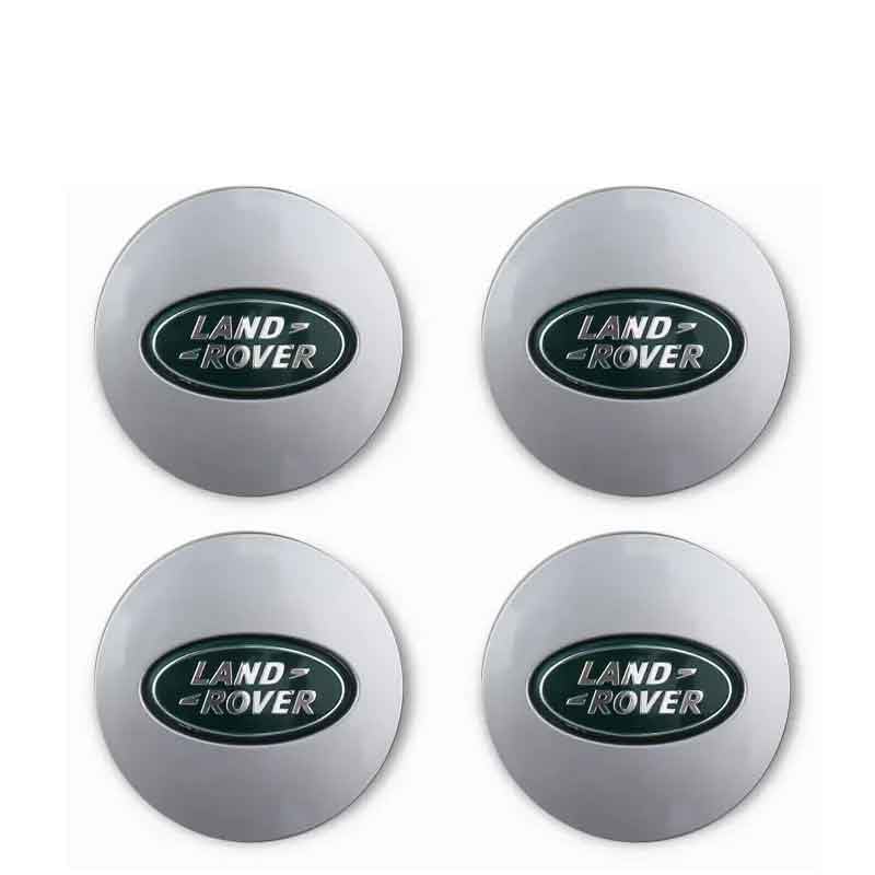 NIRBO Juego tapacubos cromados de 62 mm para Centro Rueda Coche, 4 Piezas para Land Rover SV Freelander Discovery Defender Range Rover Evoque Sport, Pegatina para neumáticos, embellecedor de Insignia