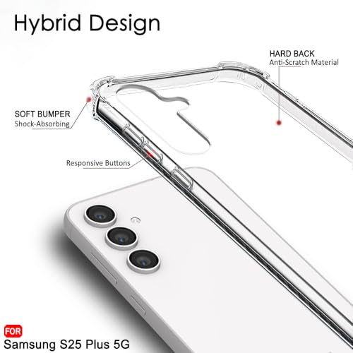 Image of TheGiftKart Crystal Clear Back Cover Case for Samsung Galaxy S25 Plus 5G | 360 Degree Protection | Shock Proof Design | Transparent Back Cover for Samsung S25 Plus 5G (PC & TPU, Transparent Bumper)