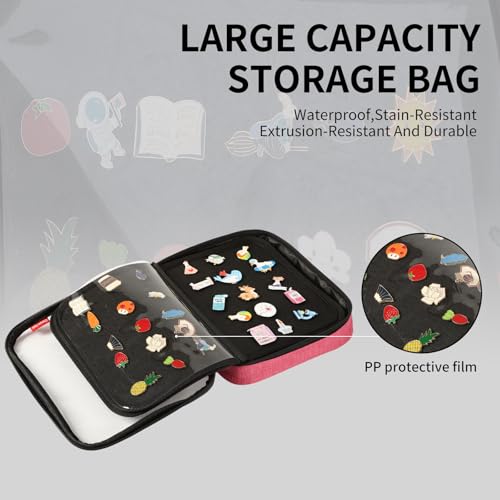 Image of Oeun fan Enamel Pin Display Book, Small Collections or Travel Pin Trading Book, Pin Collector Display Bag,6-Page Pin Display Board,Pin Display Case (Rose Red)