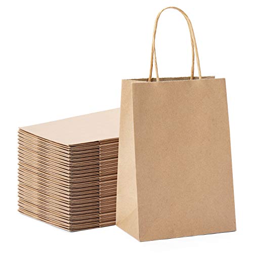 Halulu Sacs en papier Kraft Brun Cadeau - Sacs de fête avec poignées - 25pc 12,7 x 9,5 x 20,3 cm Sacs cabas Cover