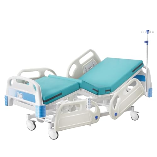 HaiyoHBED 5 Function Full Electric 600LBS Hospital Bed, Medical Equipment, Hospital Beds for Home or Hospital Use, Frame, Adjustable Medical Bed for Seniors with Mattress, IV Pole