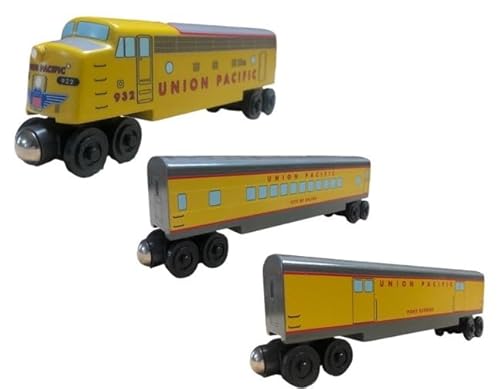 Whittle Shortline Railroad Union Pacific City of Los Angeles F7 Engine 3 Pc. Wooden Toy Train Set