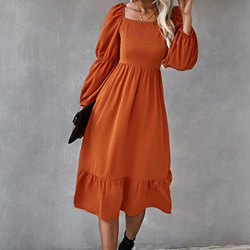 Robe longue ample décontractée de couleur unie avec taille élastique - 2
