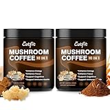 2 Pack Mushroom Coffee Powder, 10 Adaptogenic Mushrooms And MCT Oil, Hydrolyzed Collagen, Instant Coffee with Lion's Mane, Chaga, L-Theanine for Energy, Focus, Digestion and Immunity, 320G
