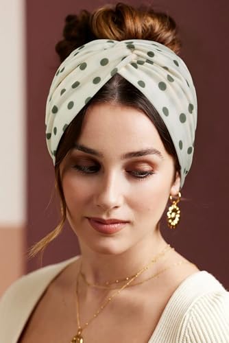 Image of Tobeffect 7 Inches Polka Dots Headbands for Women, Extra Wide Fashion Turban Headband for Women's Hair, Large Thick Hairbands Bandana Head Band Accessories for Wig, Workout, Yoga, Sports