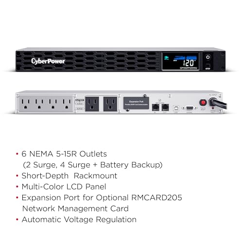 Image of CyberPower CP700PFCRM1U PFC Sinewave UPS Battery Backup and Surge Protector