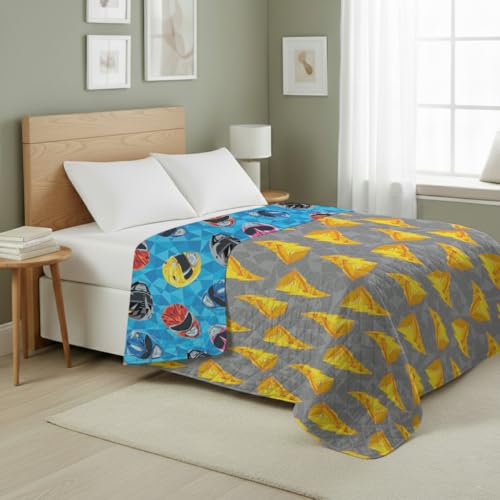 Image of Northwest Power Rangers Geo Power Twin Quilted Blanket, Comfy Throw, Adults Boys Girls, Soft Lightweight Bedding for Bed, or Couch, 60 x 90 inches